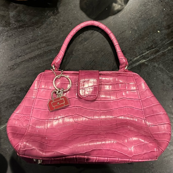 Handbags - Magenta crocodile purse (faux)